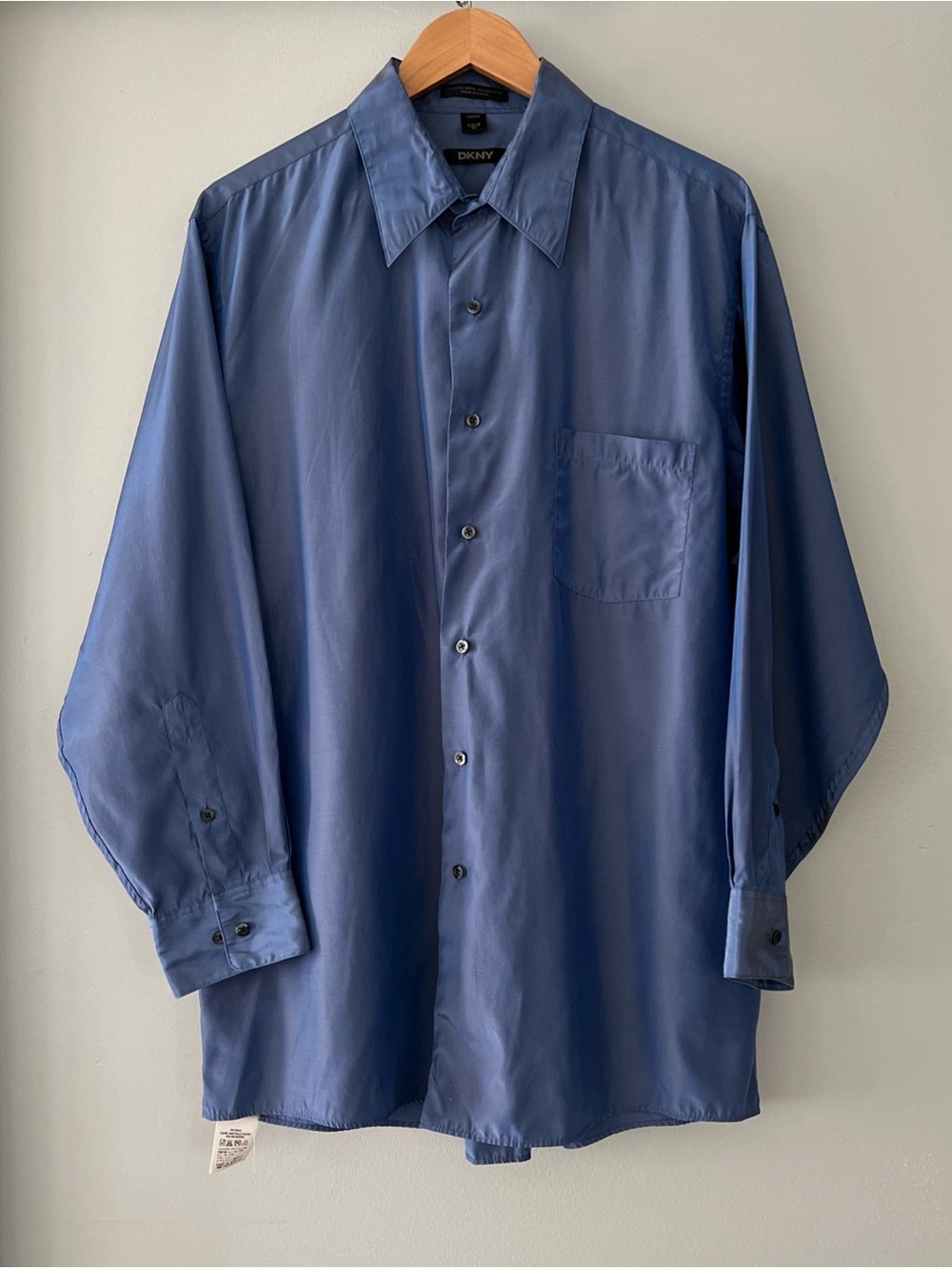 Vintage DKNY Dress Shirt Men’s XL 17 32/33 Shiny Reflective Blue Party Disco